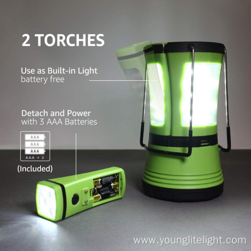 Rechargeable Camping Lantern Light with 2 Detachable Torches